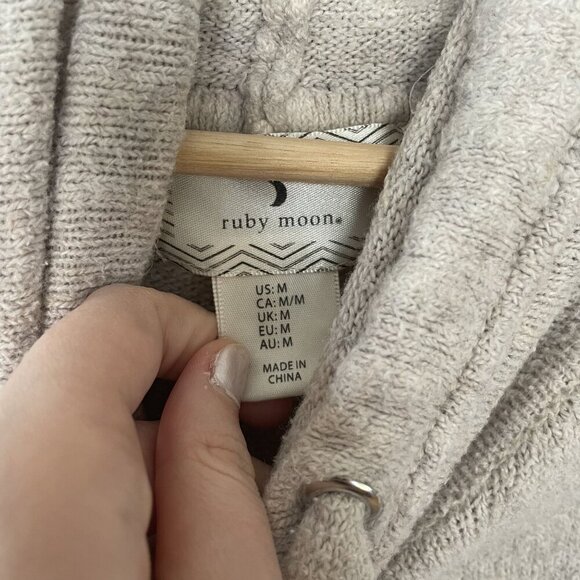 Ruby Moon M Womens Gray Cowl Neck Sweater Drawstring Medium Cotton/Nylon Blend - Picture 3 of 7